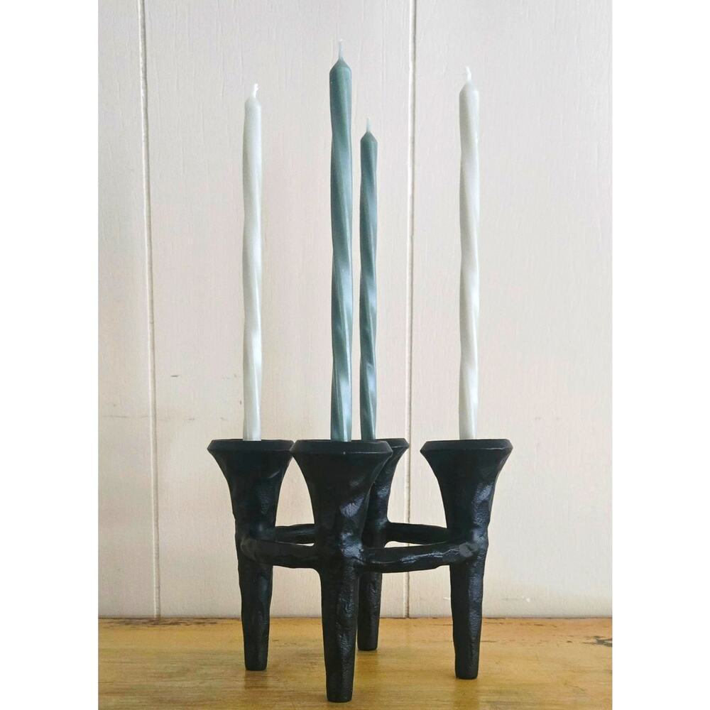 Mid Century Modern Metal Four Post Candle Holder